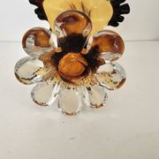 Large vintage amber glass art vase - Height 32cm