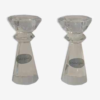 Pair of small crystal candlesticks