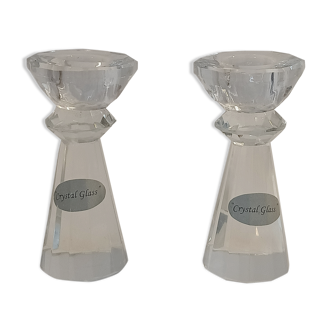 Pair of small crystal candlesticks