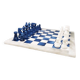 Vintage 1970s Italian Volterra Alabaster Chess Set - Cobalt Blue & White