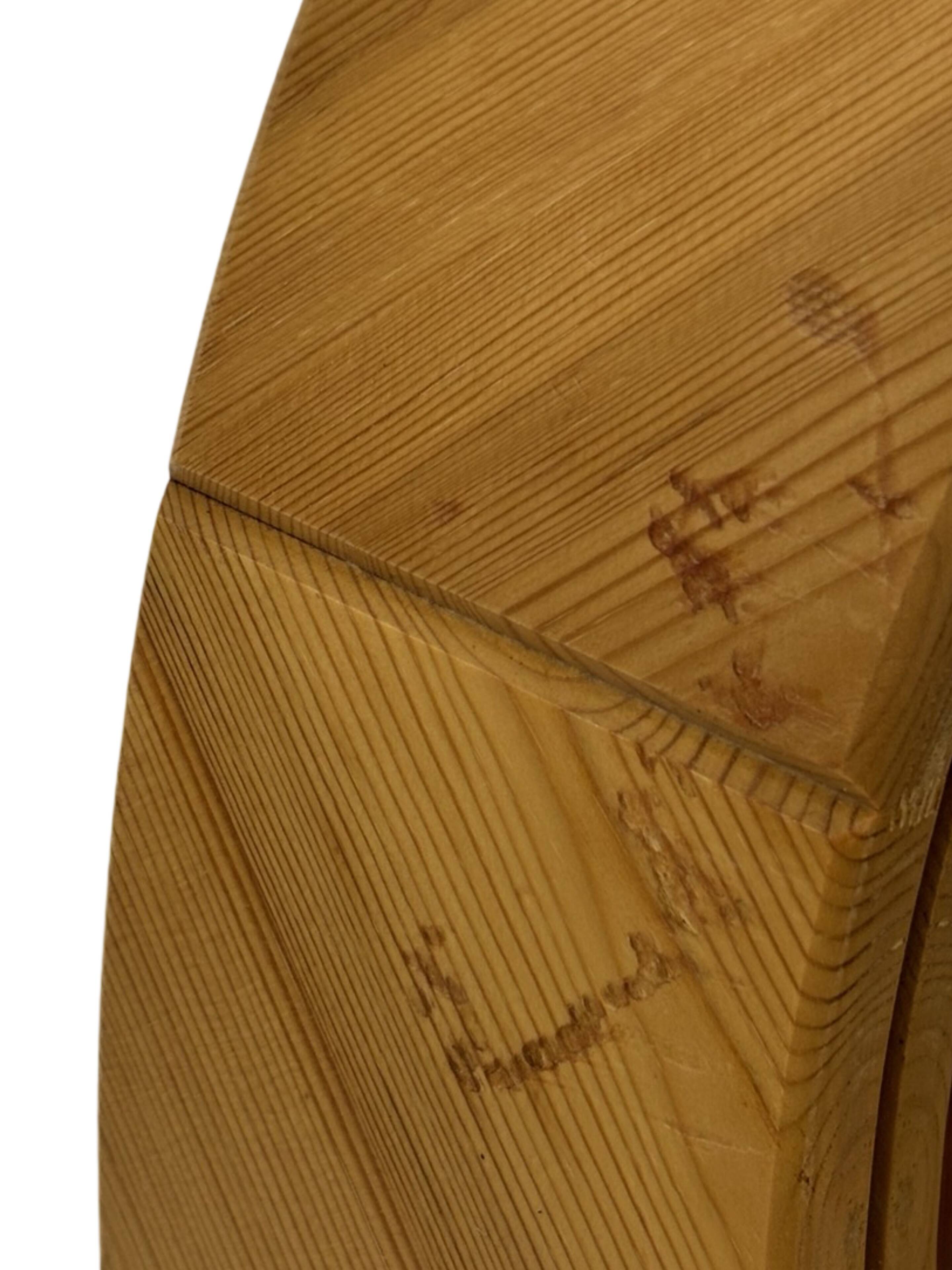 Vintage 70s round pine mirror Swedish design