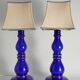 Baluster-shaped Cobalt Blue Glass Table Lamps, Rosdala Glassworks 1960, Set of 2