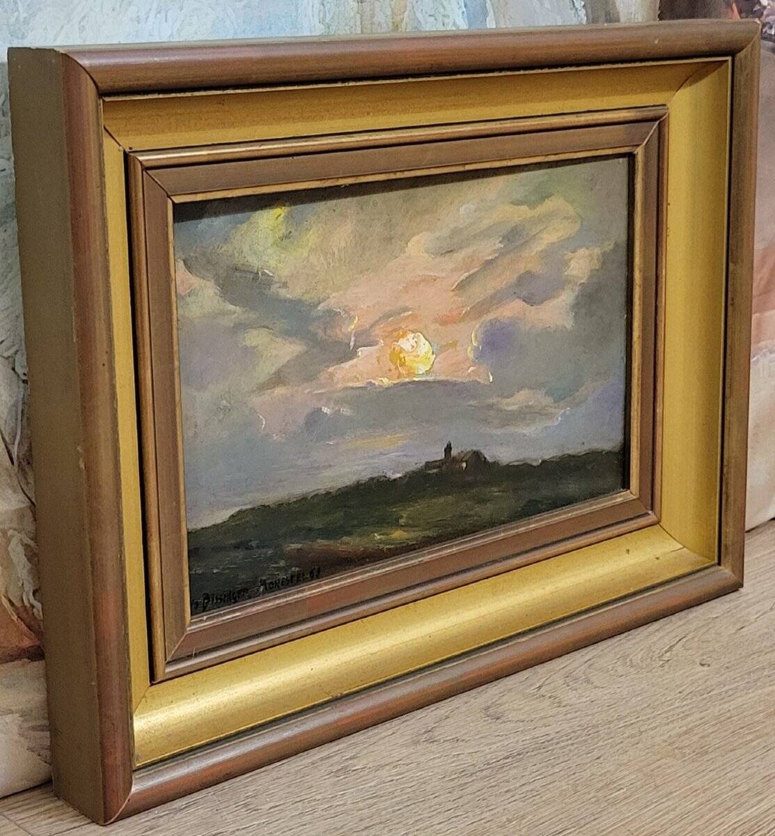 Louis Bissinger: Oil on Panel View of Monestel dated 1963