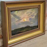 Louis Bissinger: Oil on Panel View of Monestel dated 1963