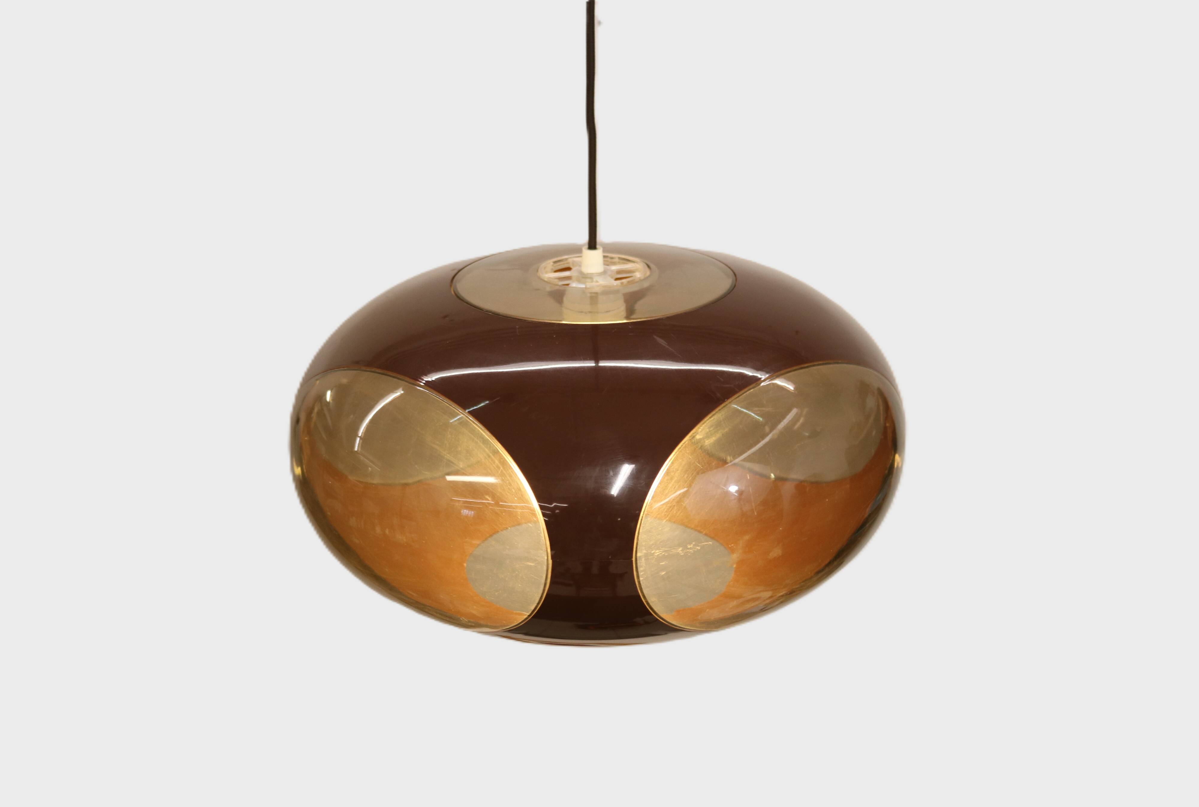 Space age bug eye ufo lamp *** Massive Belgium *** chocolat brown colour **