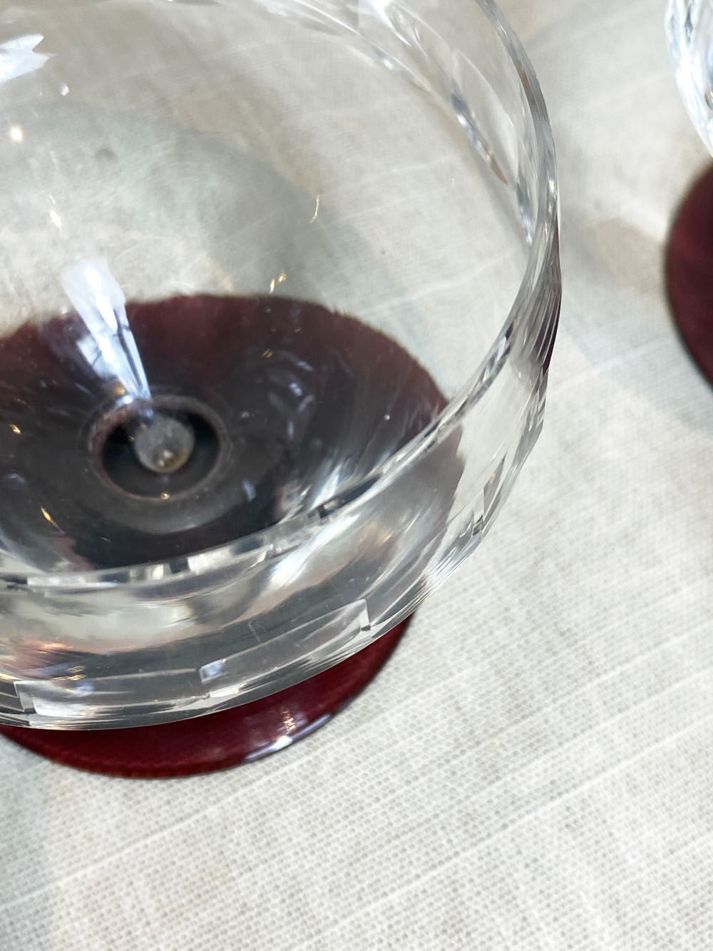 6 Art Deco glasses, purple foot