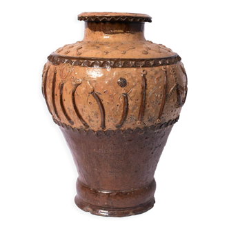 Folk art glazed terracota vase, 1960s.