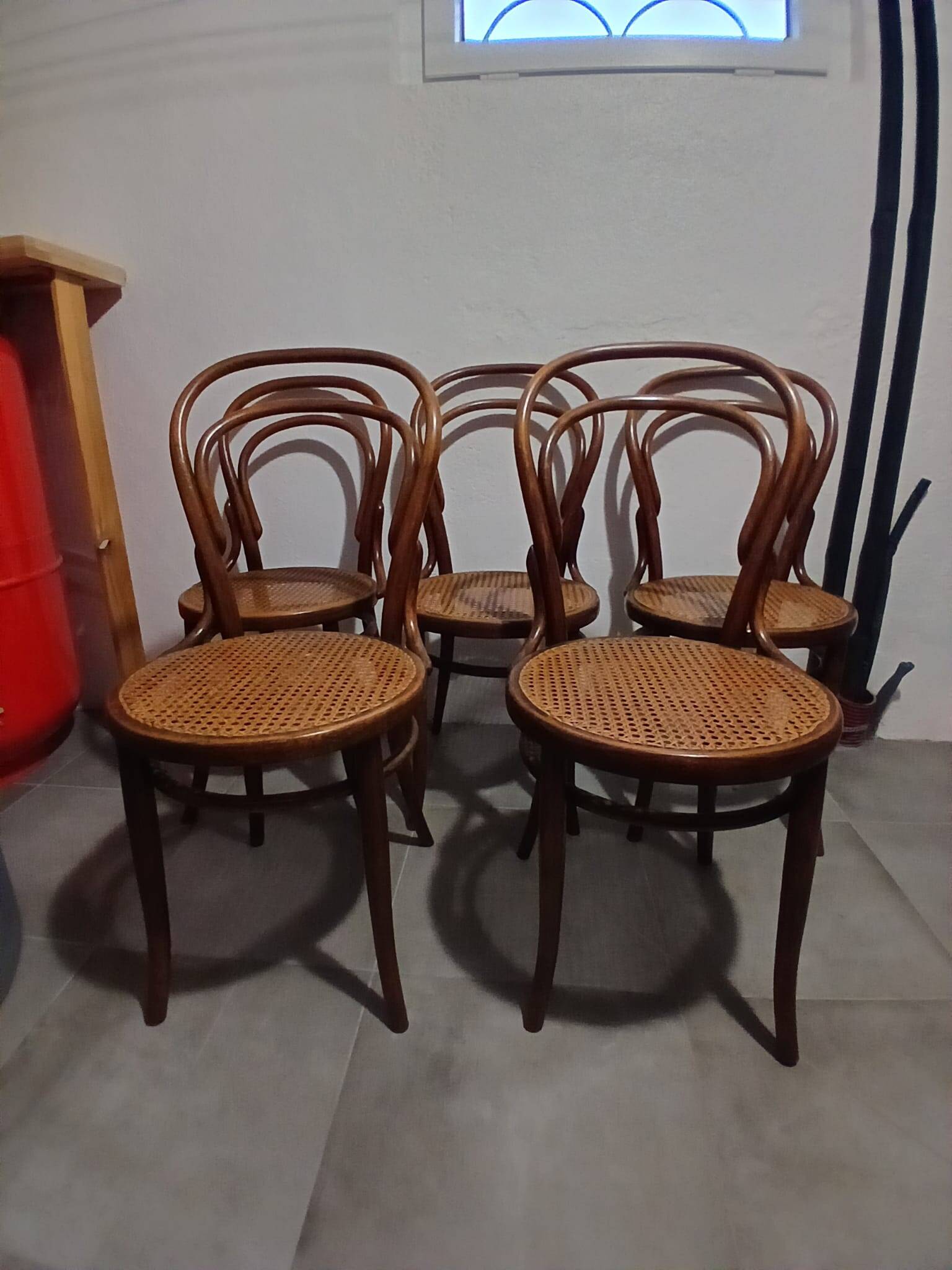 Set of 5 bentwood bistro chairs in THONET style no. 14
