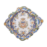 Plate with handles in faience of rouen