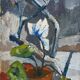 Original Swedish oil on canvas – “Winter Cyclamen” by Majken Bergvin (1922–2012) – 1965 – vintage & framed – 62 × 43 cm