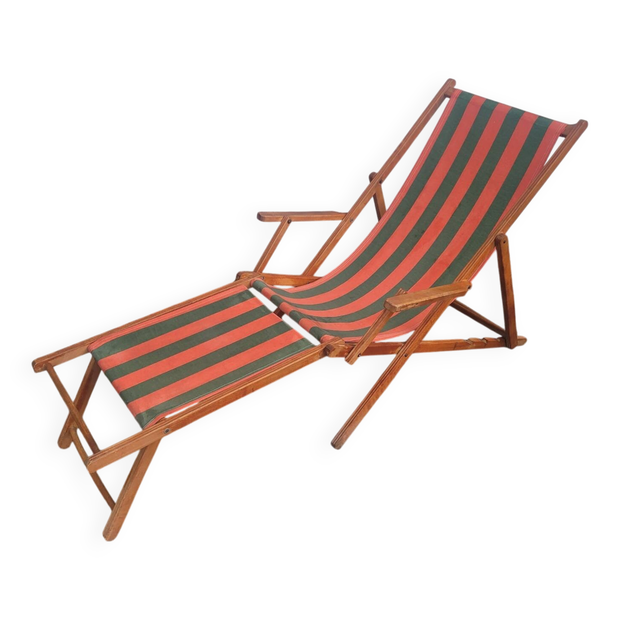 Vintage Deck Chair with Footrest – Transatlantic Stripes