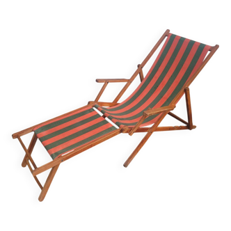 Vintage Deck Chair with Footrest – Transatlantic Stripes