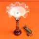 Lamp in marbled ceramic and polylobe glass lampshade
