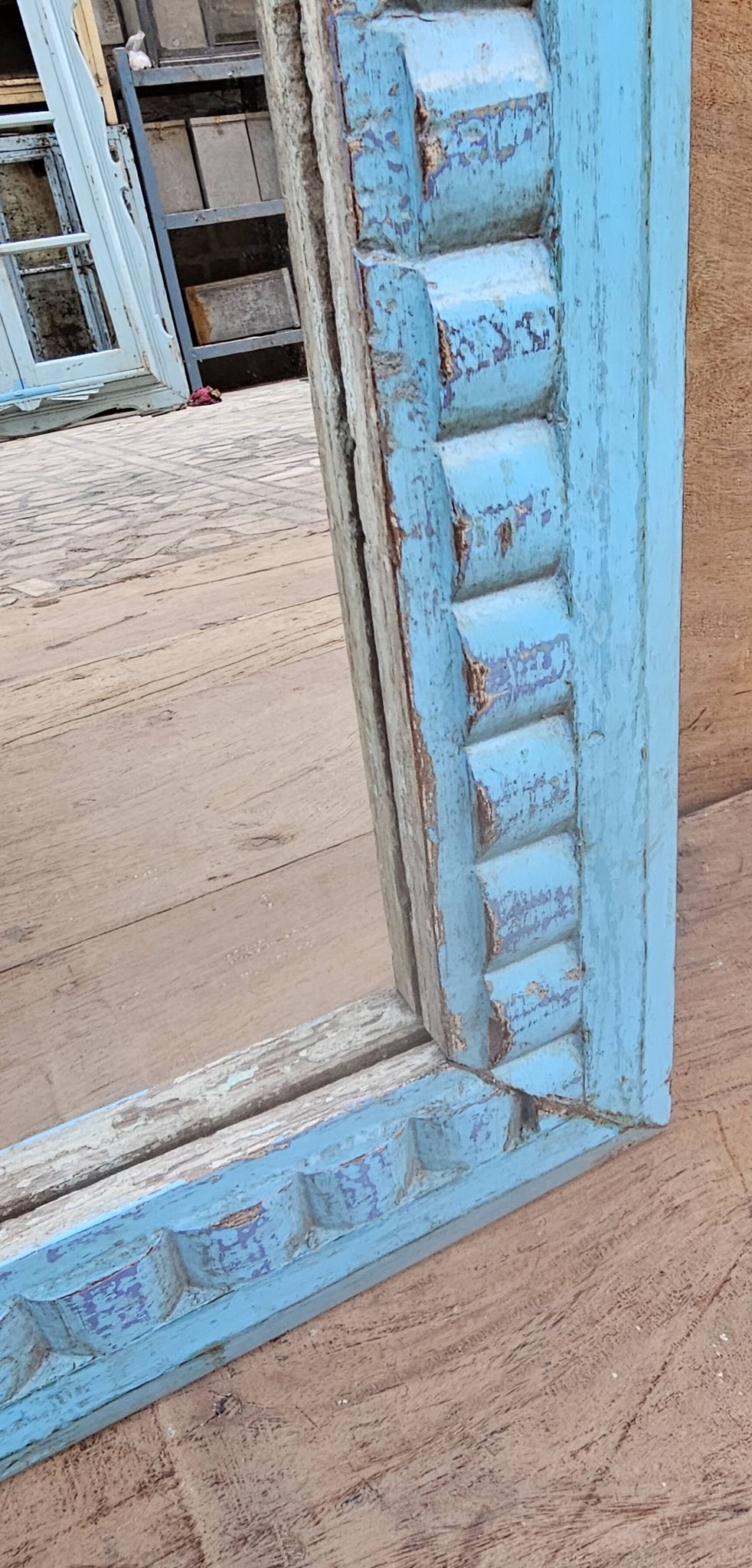 Antique Art Deco mirror in Burmese teak.