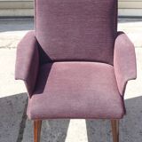 Pair of vintage purple velvet compass foot armchairs 1950s