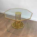 Designer coffee table in brass and glass