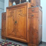 Art Deco buffet, marble trays, antique sideboard, display cabinet.