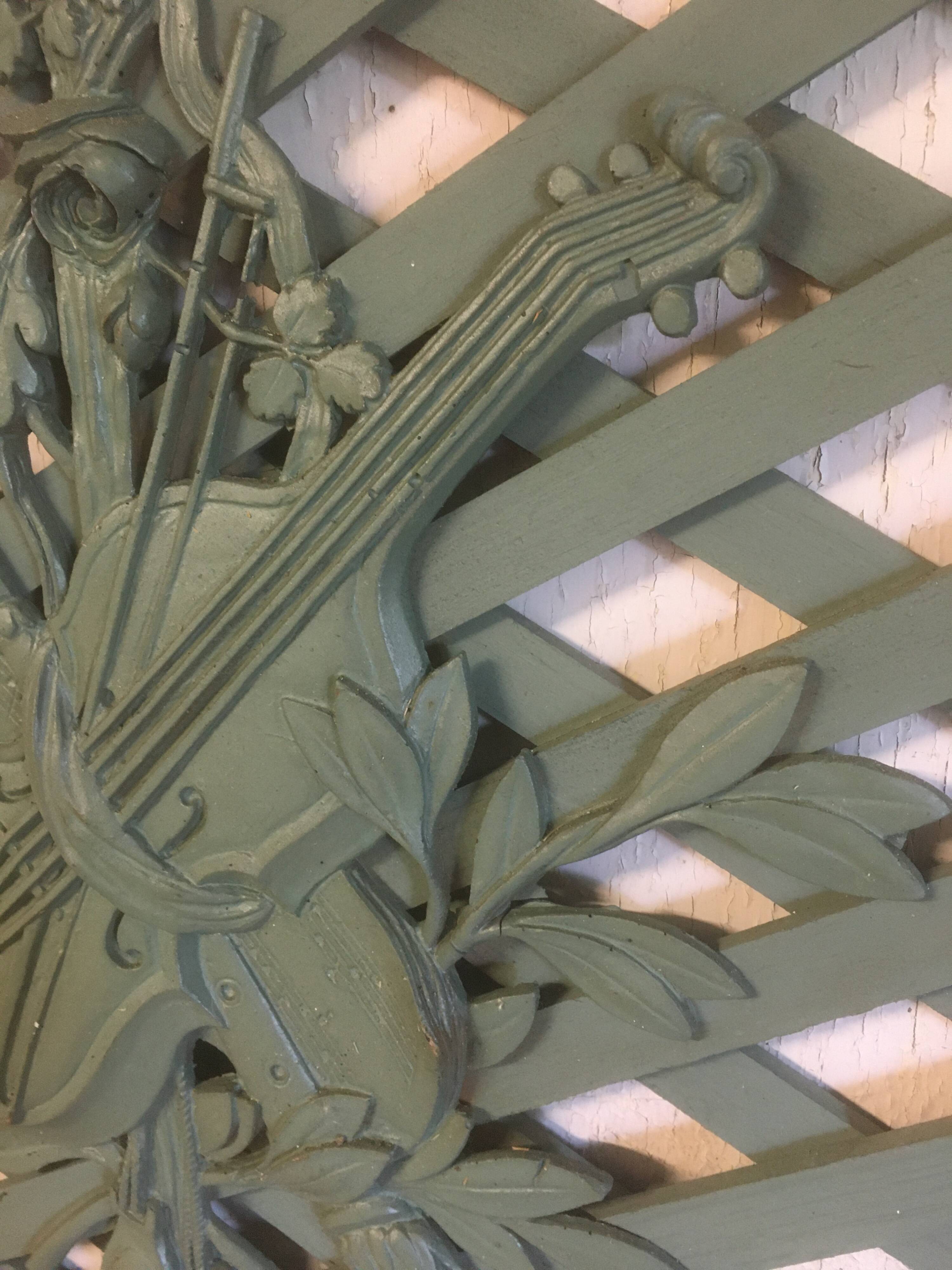 Wall panel, violin (resin) on wooden trellis