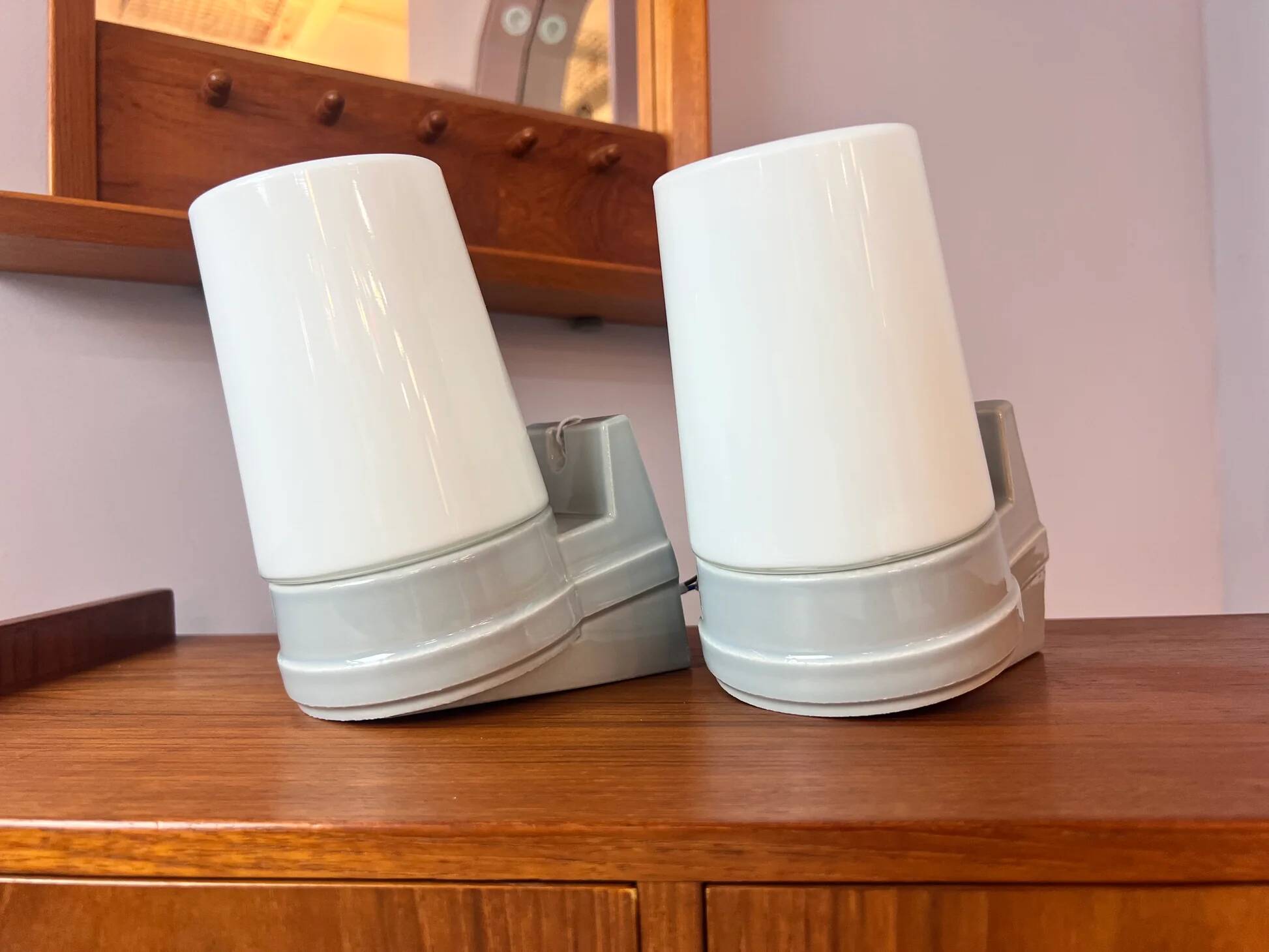 Set: 2x Wall Lamp Model 6070 light grey Sigvard Bernadotte for Ifö