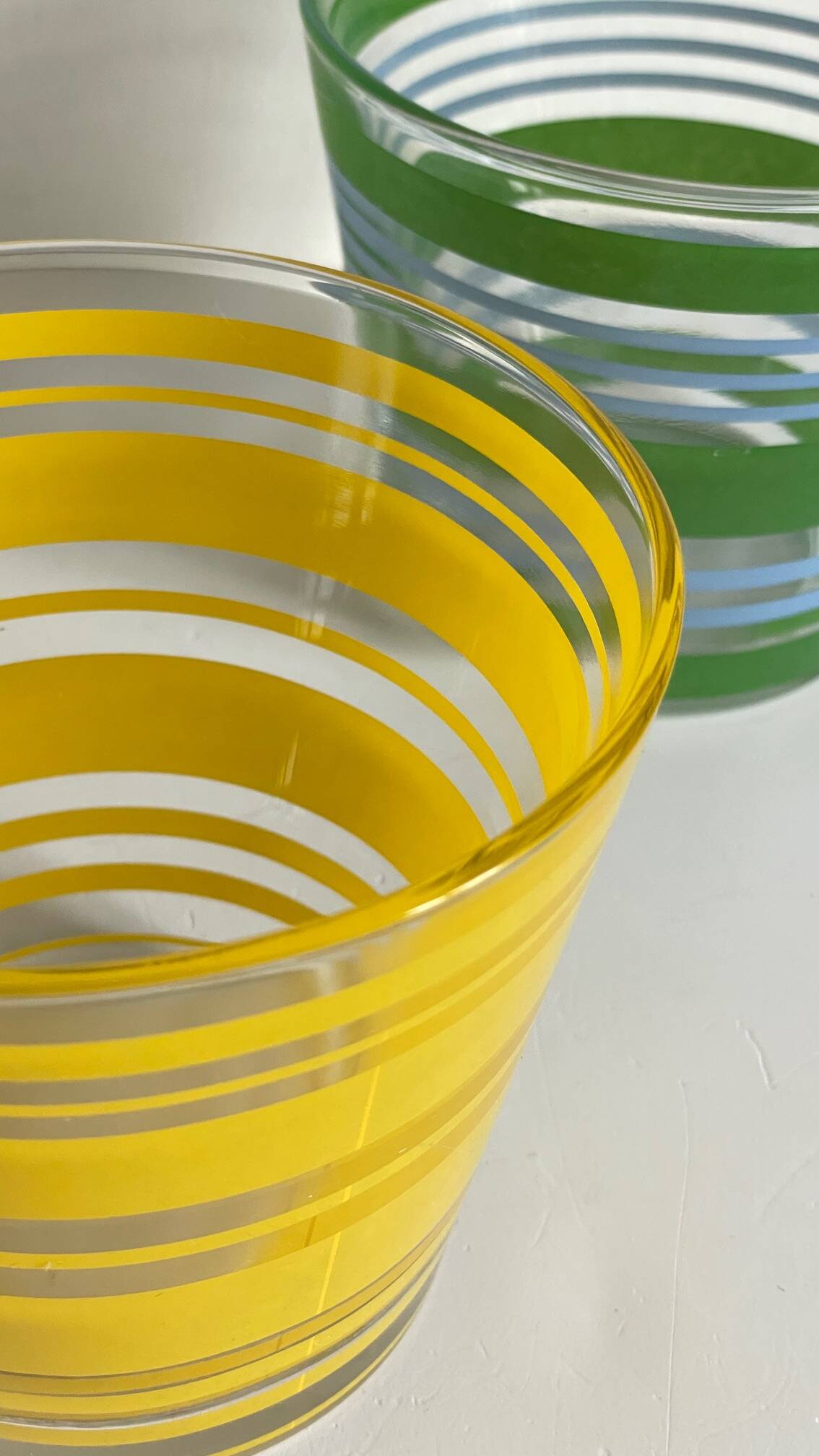 Pair of VINTAGE Silkscreened Glass Plant Pots