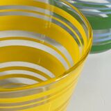 Pair of VINTAGE Silkscreened Glass Plant Pots