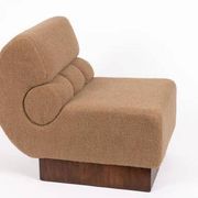 Italian lounge chair in walnut and Schumacher cashmere bouclé, 1970