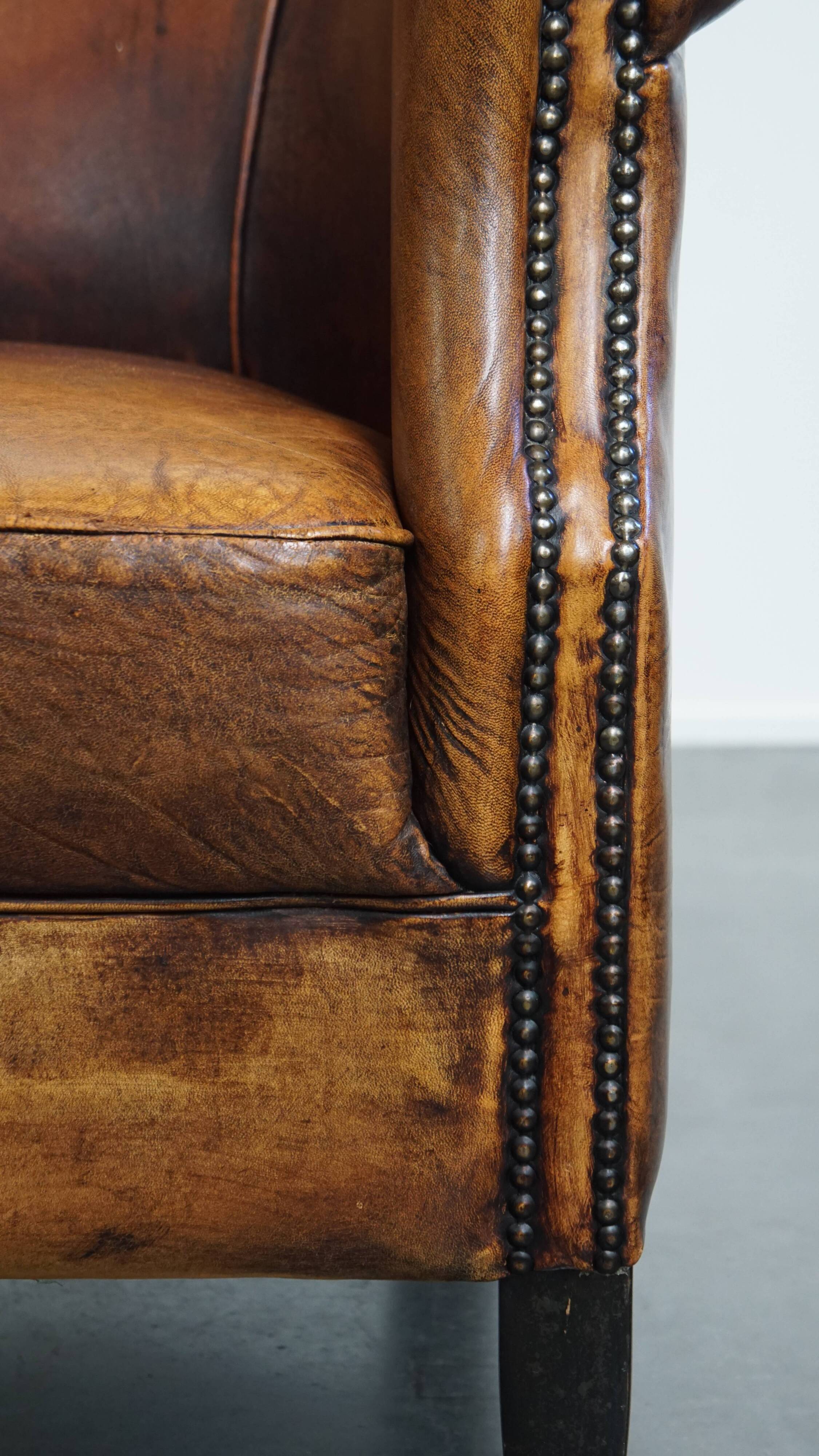 Sheepskin leather club chair
