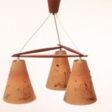 1950s ceiling lamp triangle in teak