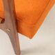 Vintage Orange Armchair Wool Upholstery Walnut Color Wood