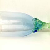 Blue green blown glass vase