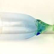 Blue green blown glass vase