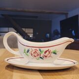 Antique sauce boat in porcelain by Boch Frères La Louvière