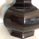 Lampe en ceramique noire octogonale et abat jour doré / vintage années 70