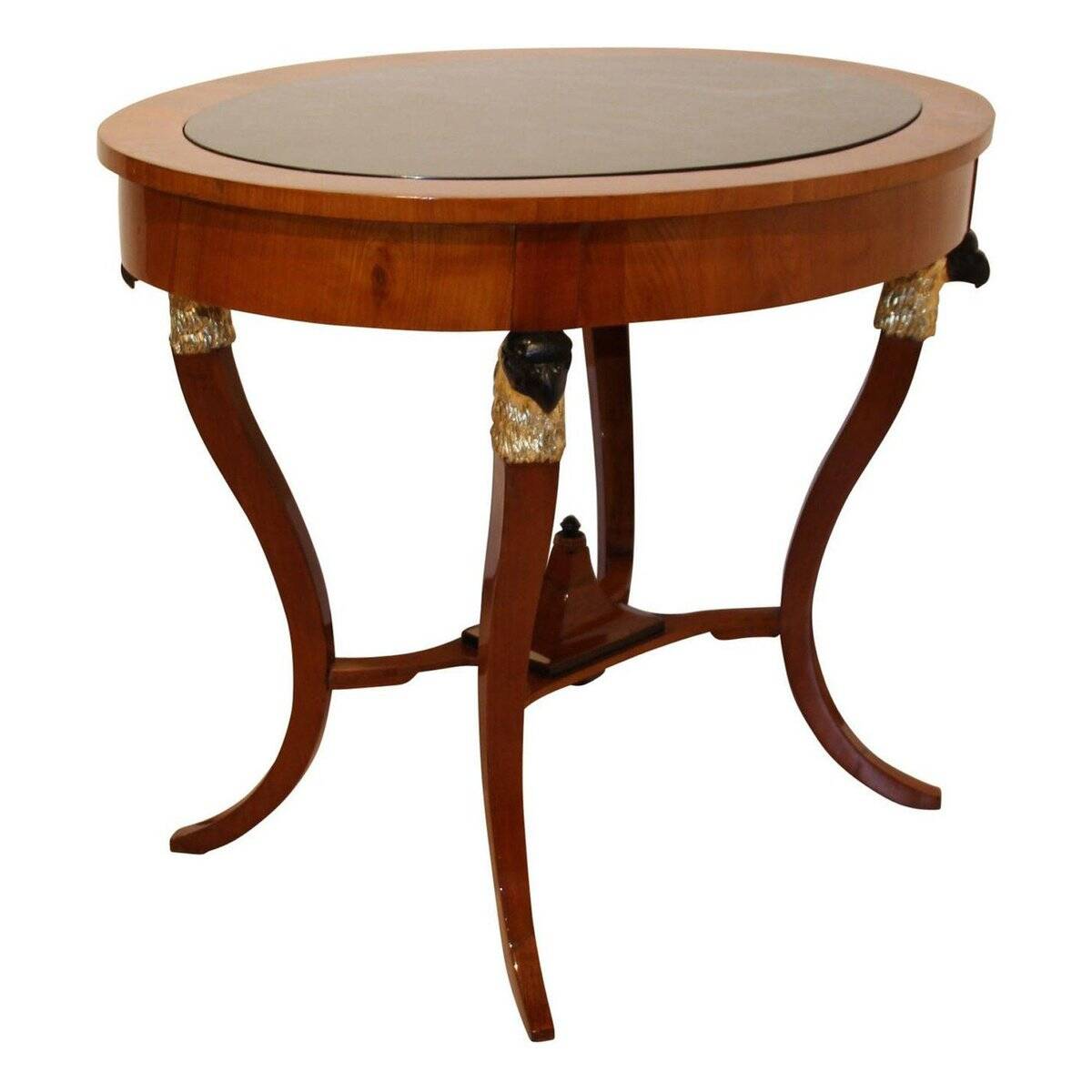 Biedermeier Cherry Veneer Gold-Leaf Center Table, Austria, 1820s