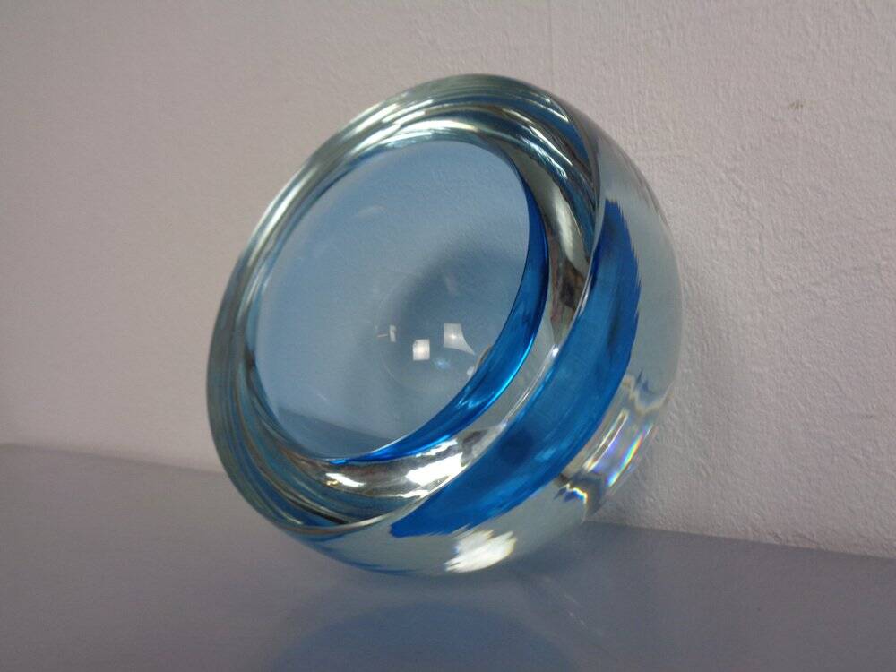 Large Sommerso Murano Glass Bowl by Flavio Poli, 1960s