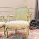 PAIRE DE FAUTEUILS EN BOIS LAQUÉ DE STYLE LOUIS XV XIX EME SIÈCLE  