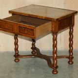 William & Mary antique marquetry drawer desk in Seaweed style.