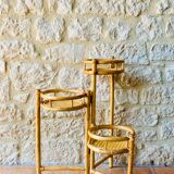 Vintage folding plant holder in bamboo and rattan, circa 1970's