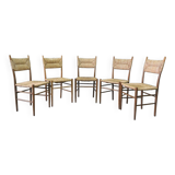 Mid-century italian dining chairs, 1950s, set of 5