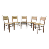 Chaises de salle à manger italiennes du milieu du siècle, années 1950, ensemble de 5