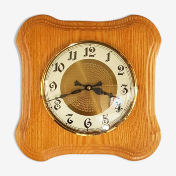 Wooden clock, light oak, Germany, 1970s