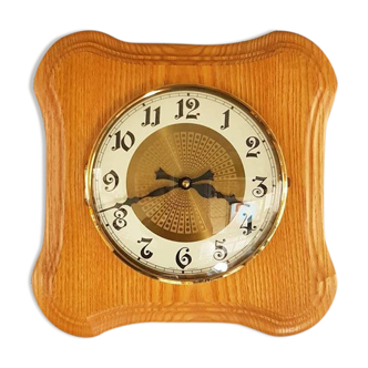 Wooden clock, light oak, Germany, 1970s