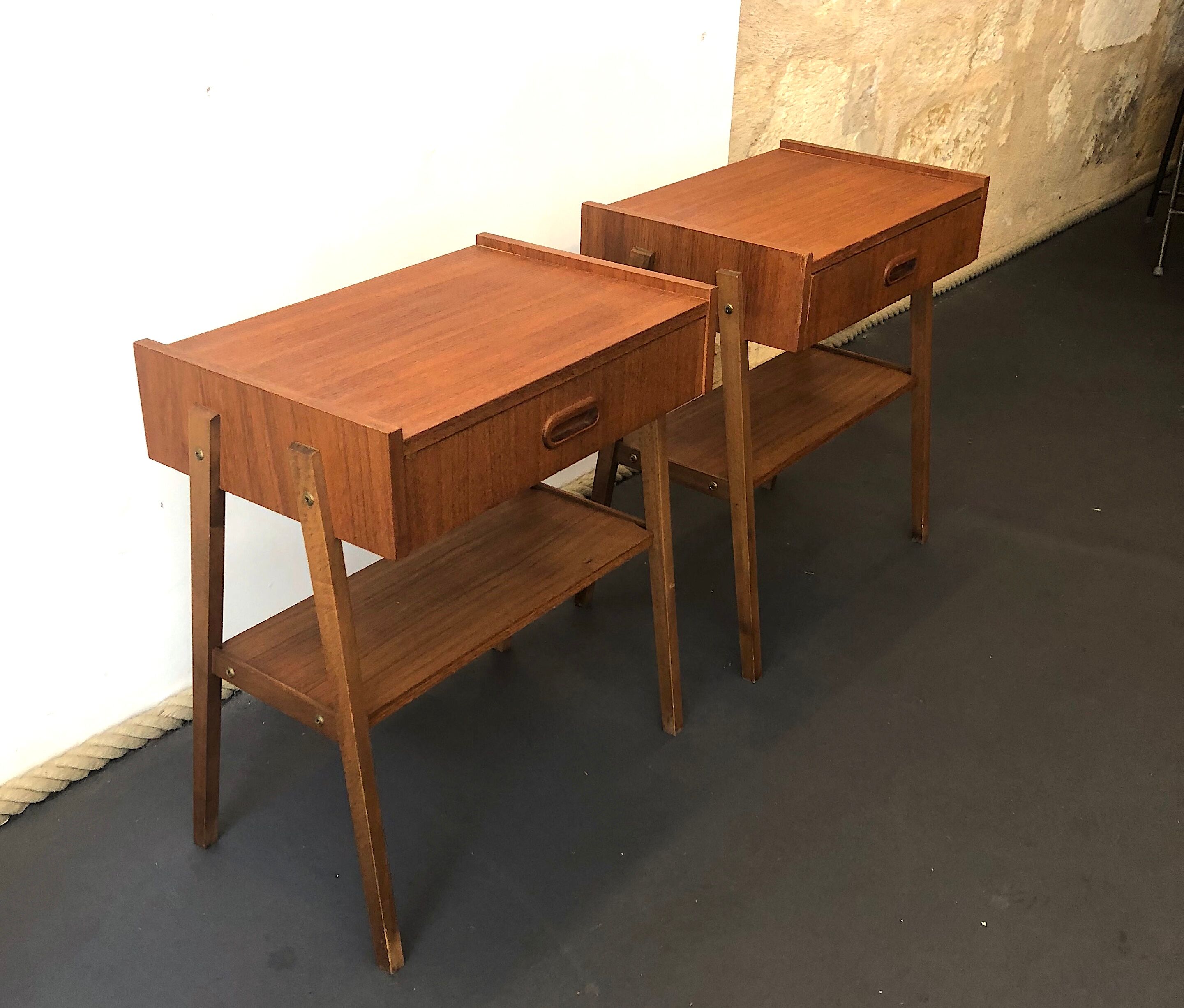 Pair of Danish teak bedside