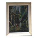 Tableau le pêcheur en rivière