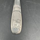White metal children's cutlery set with little cat