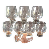 8 glasses model "Fjord" by Durobor with thick base and vintage Belgian bubble.