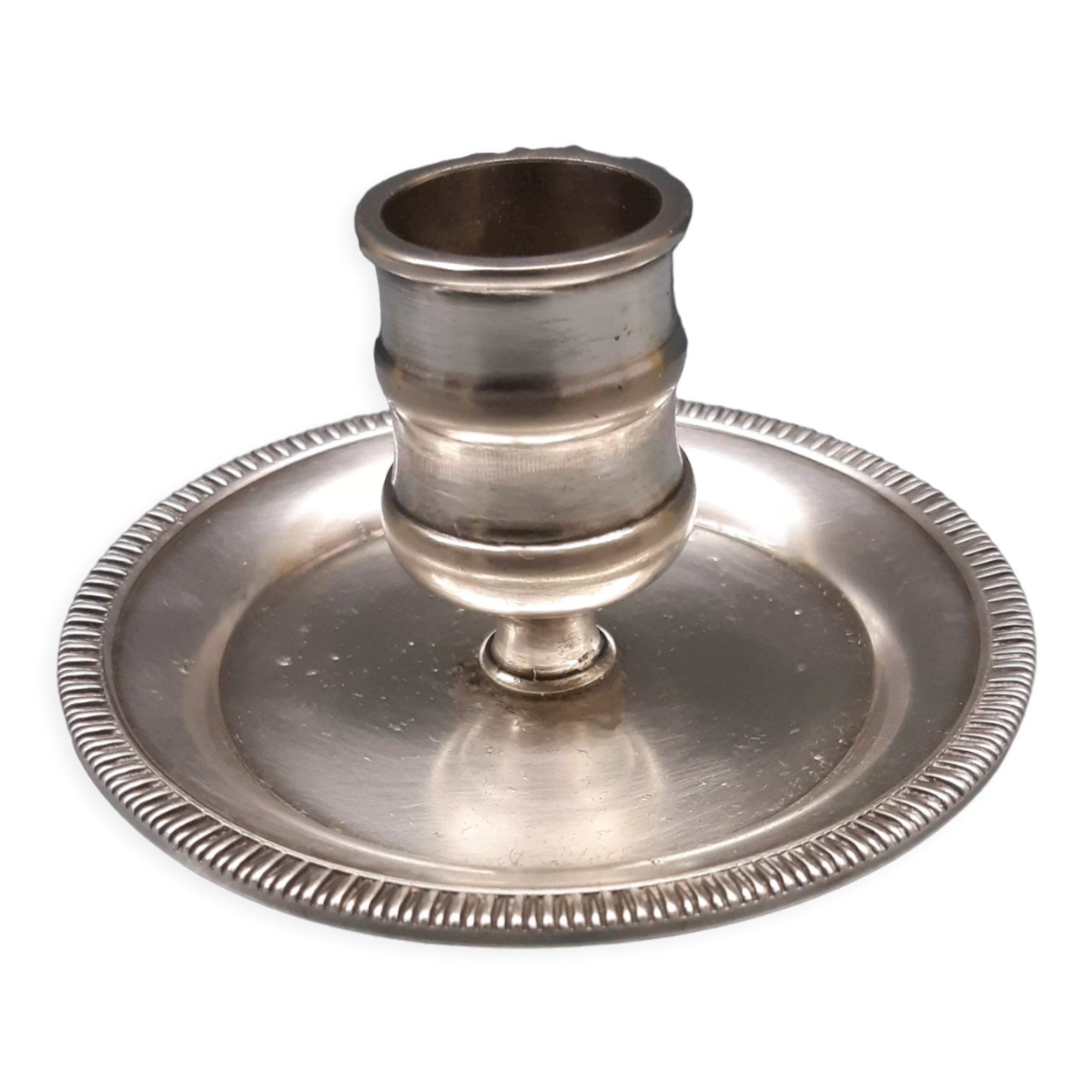 Small silver metal candle holder