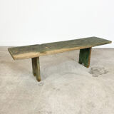 Green painted wooden farmhouse bench