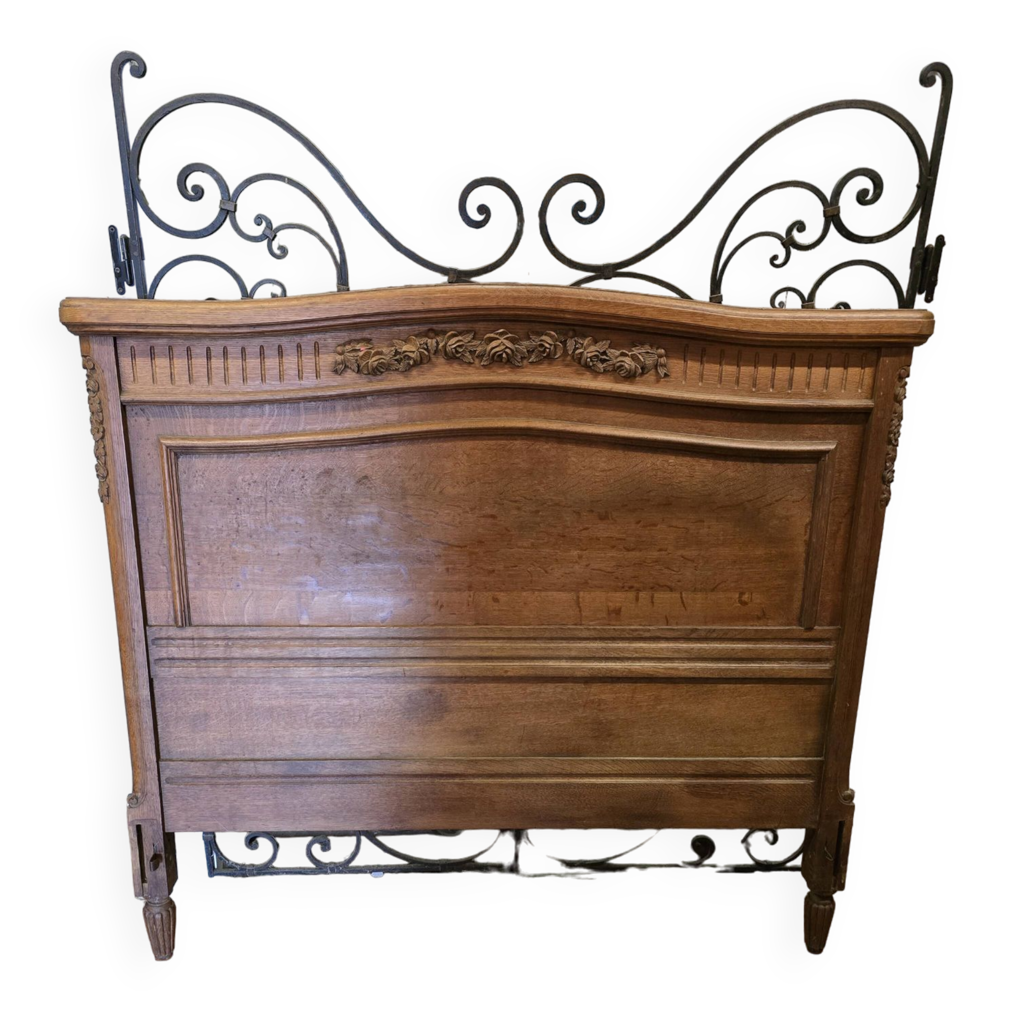 Old Louis XVI style oak headboard