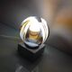 Polychrome glass globe lamp on marble base / vintage 60s-70s